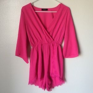 BRIGHT PINK ROMPER SIZE M (fits s)
